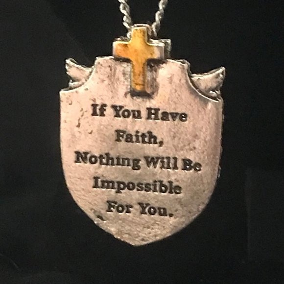 Necklace, Christian, Warrior Angel, Cross, Religious, Faith, Shield, Unisex - Picture 2 of 5